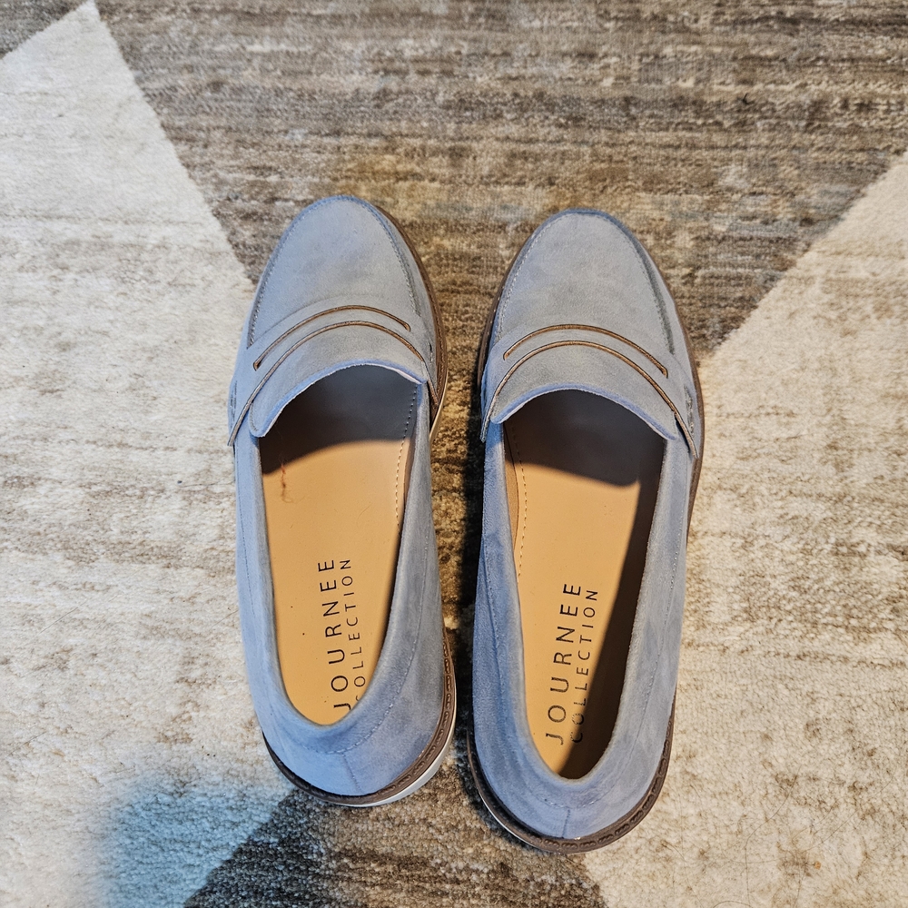 Journee Collection Men’s Light Blue Suede Penny Loafers